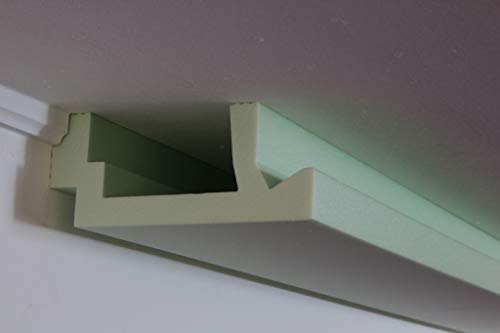BENDU LED Stuckleisten WDML-200A-ST für indirekte Beleuchtung Wand u. Decke | moderne Form 200x82mm BxH | Trockenbau Schattenfugen-Profile aus Hartschaum XPS | Wand-Leisten leicht und stabil