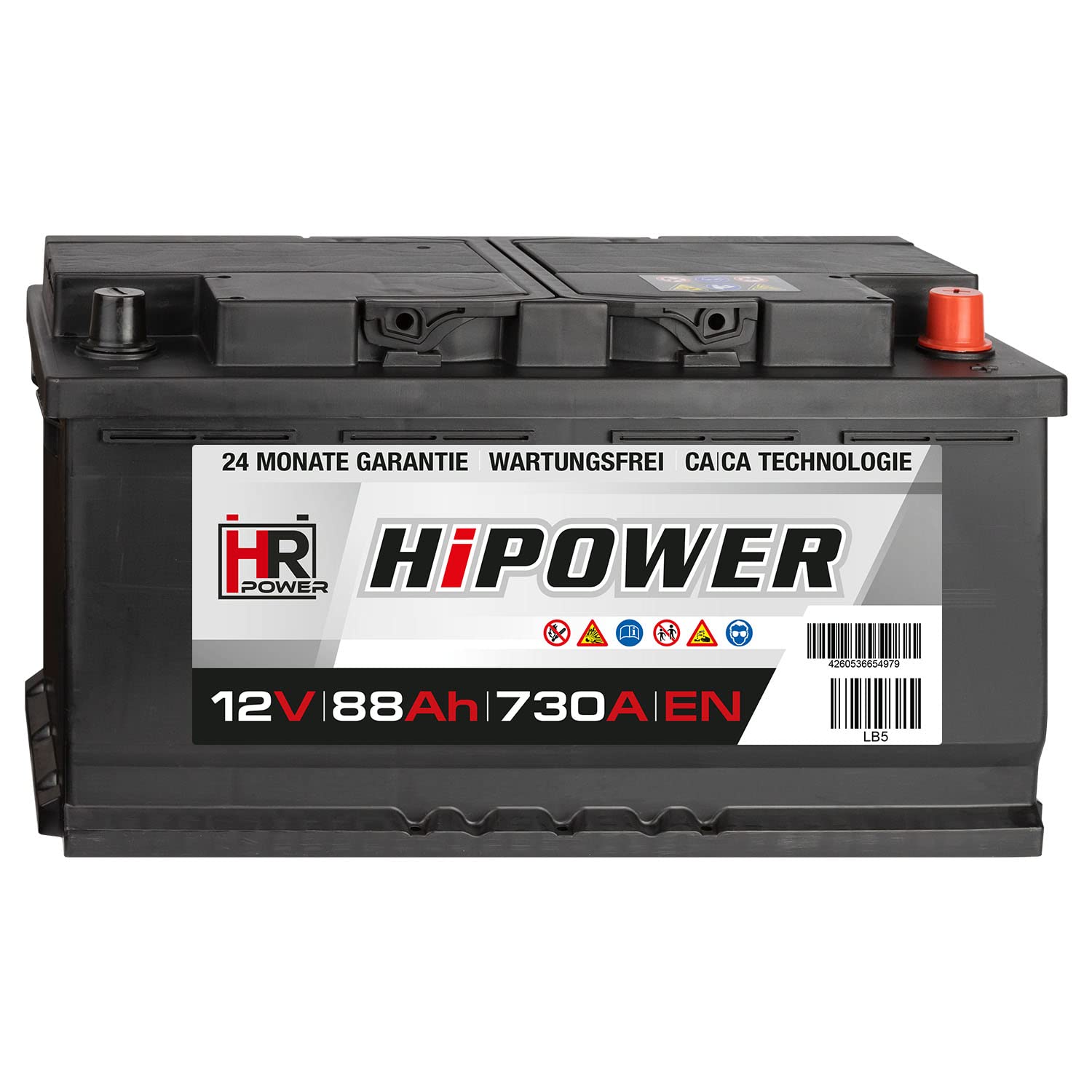 HR HiPower Autobatterie 12V 88Ah 680A/EN Starterbatterie