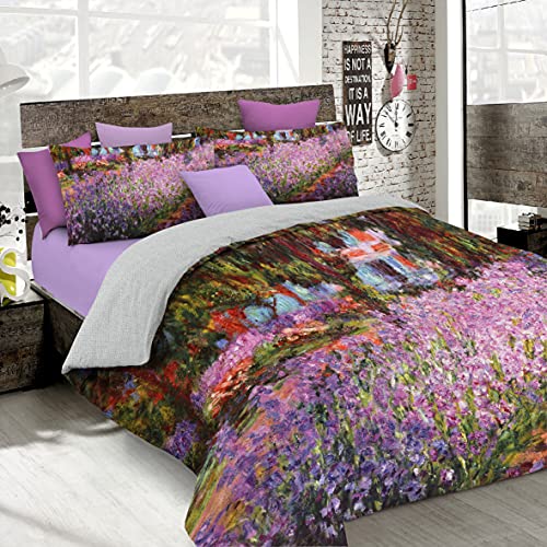 Sogni D'autore Italian Bed Linen Bettbezug, Doppelte, 100% Baumwolle, Multicolor SD55, DOPPEL