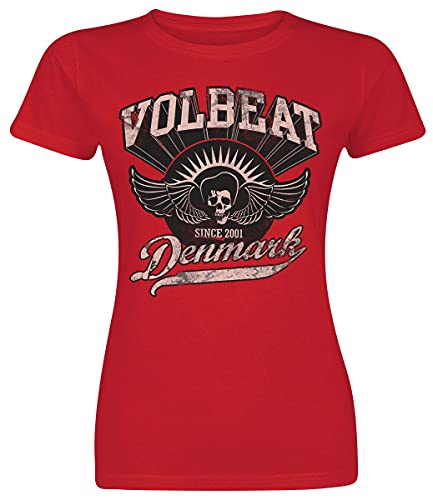 Volbeat Rise from Denmark Frauen T-Shirt rot M 100% Baumwolle Band-Merch, Bands, Nachhaltigkeit
