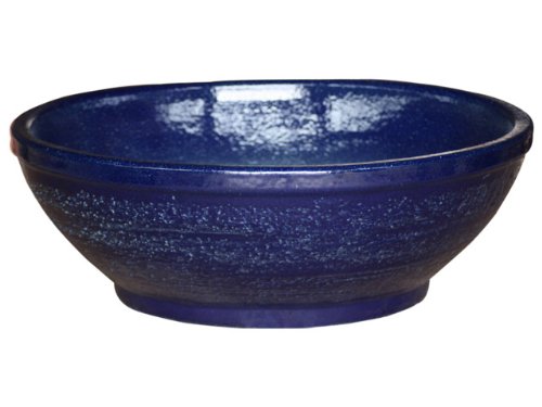 K&K Pflanzschale Flach XXL, 80.0x24.0 cm, blau, aus frostbeständiger Steinzeug-Keramik