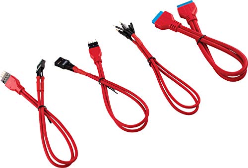 Corsair Premium Sleeved Front Panel Extension Kabel Verlängerungskit, Rot