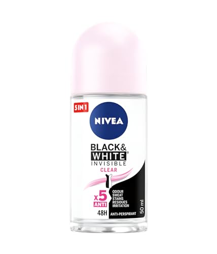 NIVEA Roll-on Invisible Black & White Clear 50ML Pack of 6