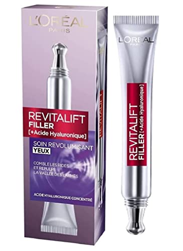 L'Oréal Paris Revitalift Filler Gesichtscreme Kontur Augen, Anti-Falten Rivolumisierend mit Hyaluronsäure Konzentrat 15 ml