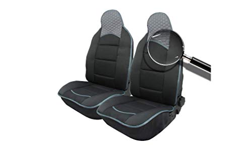 2x Sitzauflage Sitzkissen Sitzmatten Rückenkissen Grau + Schwarz Hochwertig Stoff Neu OVP Van Bus PKW Luxor