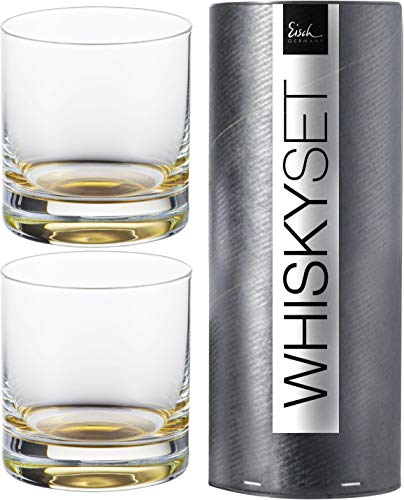Set 2 Whisky Tumbler 400ml/H.95mm -in Geschenkröhre- 500/14 gold GENTLEMAN Eisch Glas
