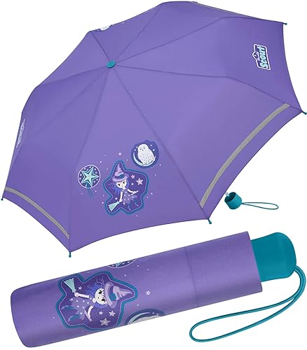 Scout Kinder-Taschenschirm mit reflektierendem Streifen Purple Magic