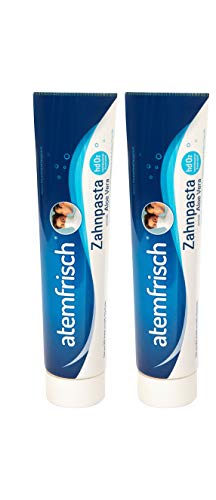 2er Pack atemfrisch Zahnpasta 100 ml gegen Mundgeruch mit hdO2, 50% weniger Plastikmüll