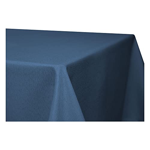 Tischdecke rechteckig Leinenoptik Lotuseffekt Tischwäsche Wasserabweisend Tischtuch Fleckenabweisend Bügelfrei Abwischbar Waschbar Innen und Außen Perleffekt (130 x 220 cm, blau)