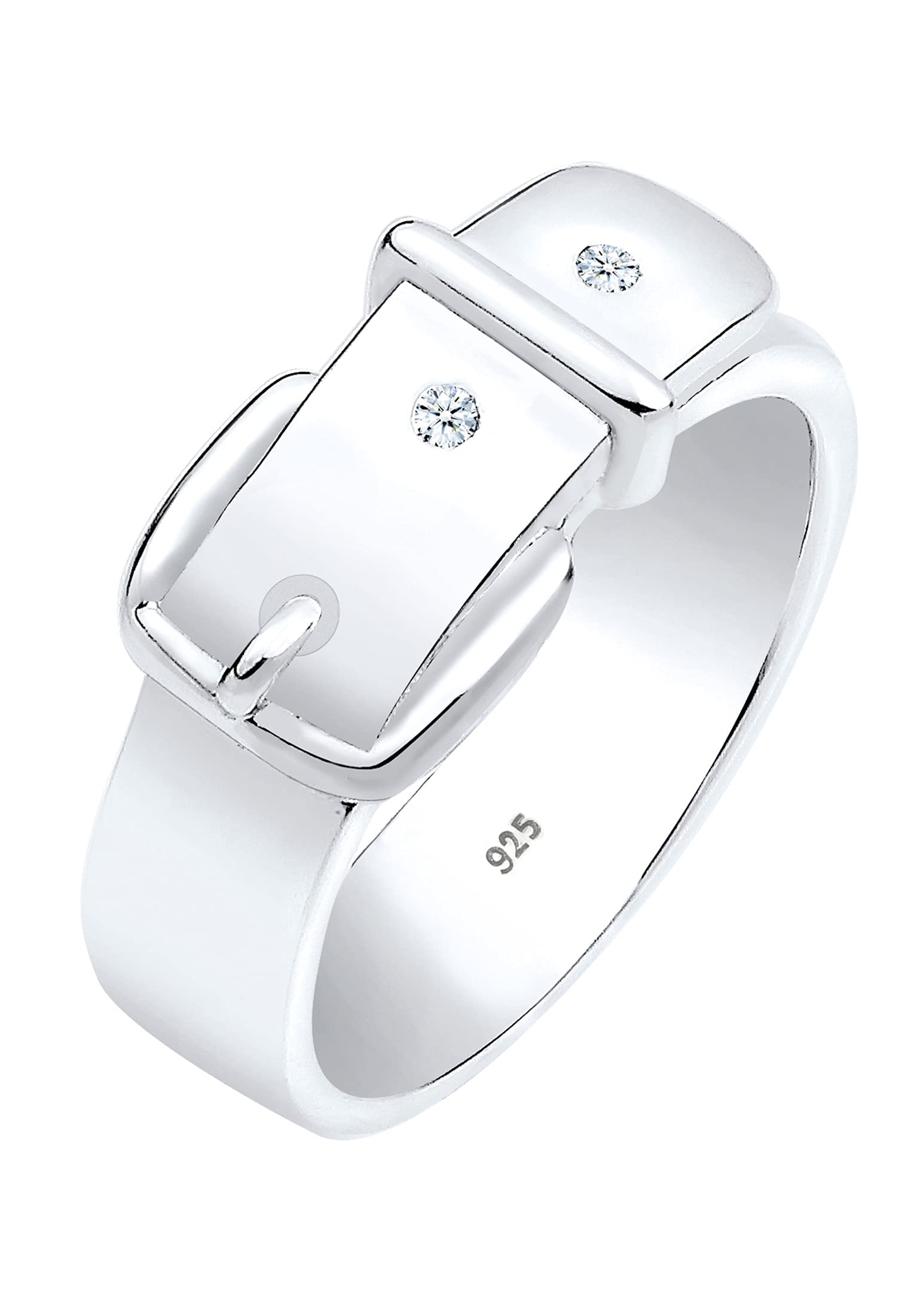 DIAMORE Ring Damen Gürtel Symbol Diamant (0.04 ct.) in 925 Sterling Silber