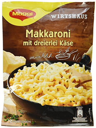 Maggi Wirtshaus Makkaroni mit dreierlei Käse, 170 g Beutel, ergibt 2 Portionen, 12er Pack (12 x 170g)