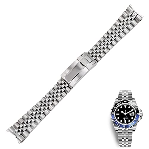 TRDYBSK 20 21 mm Edelstahl-Ersatzarmband für Armbanduhr Jubilee mit Austernverschluss für Rolex GMT Master II DATE JUST (Farbe: Silber, Größe: Für Datum nur (21 mm))