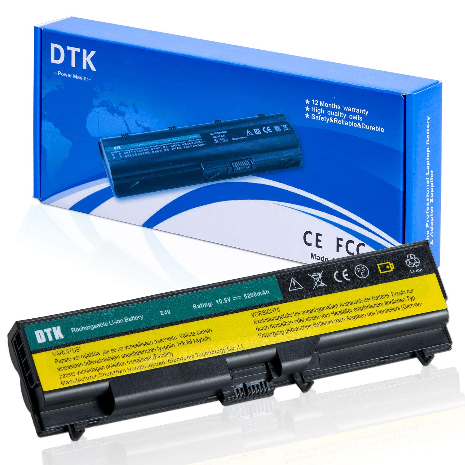 DTK Notebook Laptop Akku für Lenovo IBM Thinkpad Sl410 Sl410k Sl510 T410 T410i T420 T510 T510i T520 E40 E50 E420 E520 Series Laptop Battery Thinkpad W510 W520 Notebook Battery【10.8V 5200MAh】