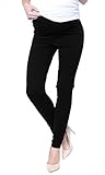 Mija - Elegante Damen Slim Umstandshose mit Bauchband 1046 (EU36 / S, Schwarz)