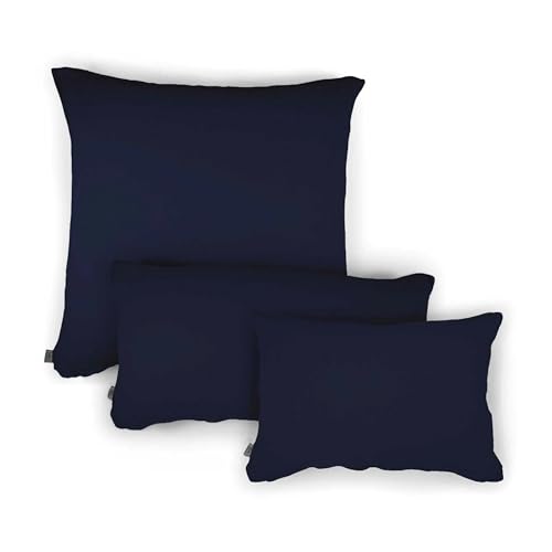 hutch&putch Eliane Premium Musselin-Kissenbezug - Midnight Blue - Kopfkissenbezug 100% Bio-Baumwolle - Kissenhülle mit Reißverschluss ​​- Schlafkissenbezug weich & atmungsaktiv (60x40 cm)