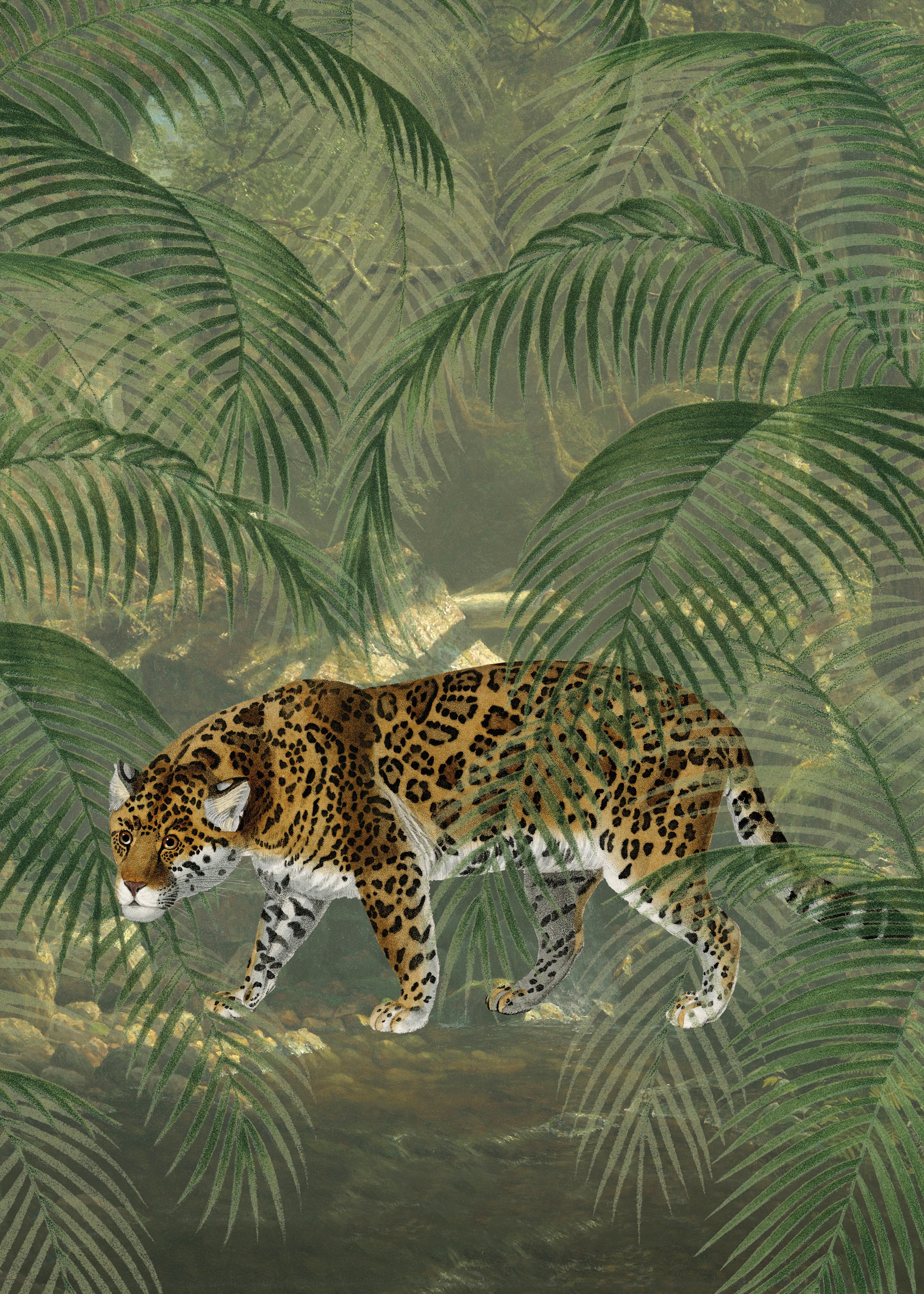 Art for the home Fototapete Leopard, botanisch, 280x200cm