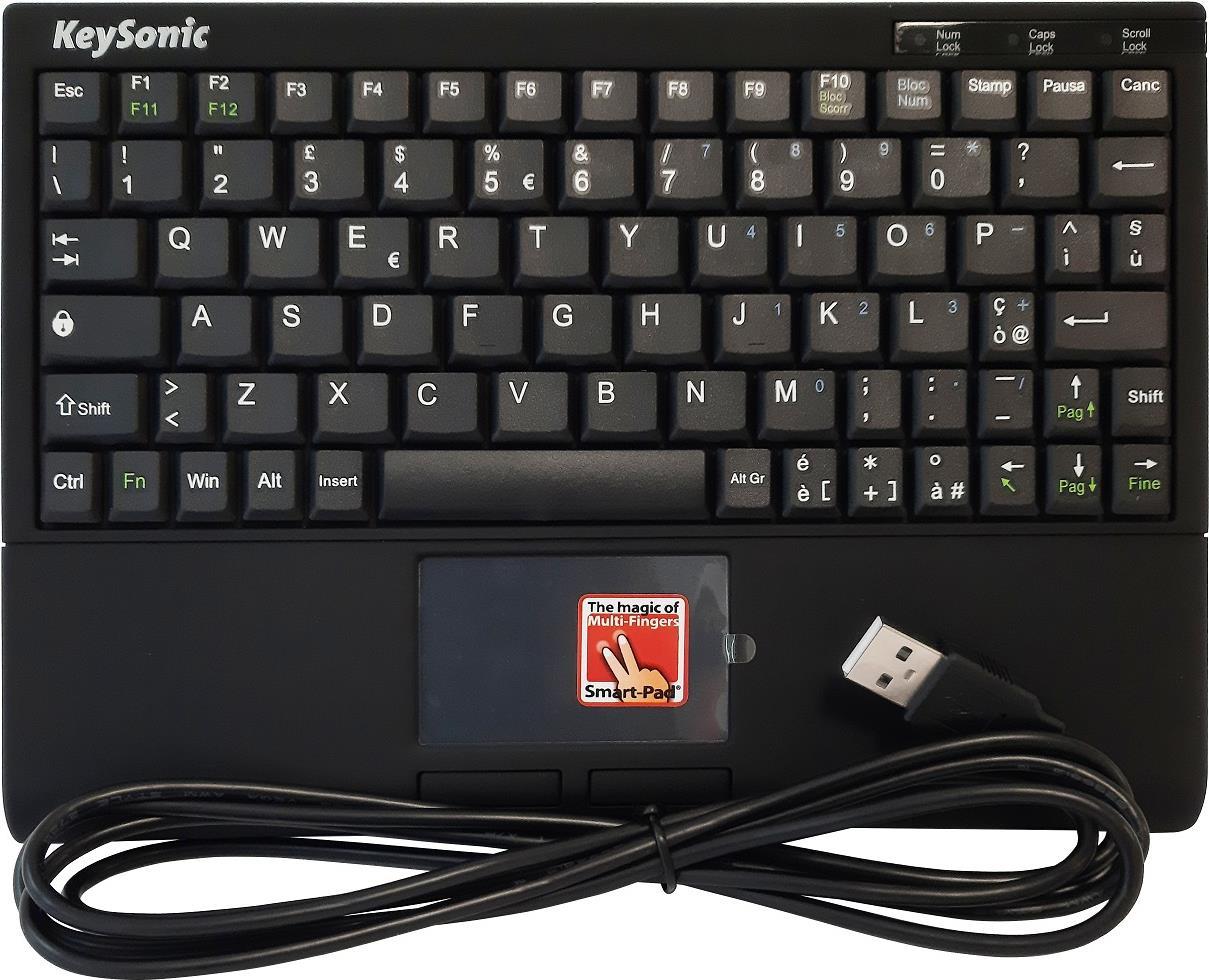 Super-Mini Keyboard, Smart-Touchpad, USB, schwarz, Italienisch (ACK-3410 (IT))