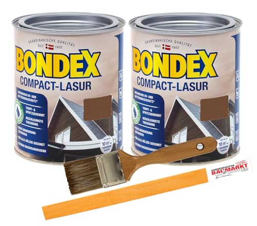 Bondex Compactlasur 2in1 Holzlasur nussbaum 1,5L zum sprühen und streichen inkl. Pinsel und Rührstab