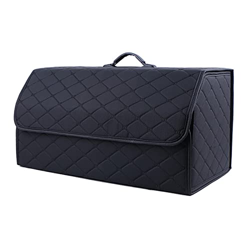 GENTRE Kofferraum Organizer,Luxus-PU-Leder Aufbewahrungsbox für Mercedes Benz G500 G550 G350d G400d,großer Faltbare Trunk Organizer mit Deckel und Griffe Auto zubehör,A-Black-L