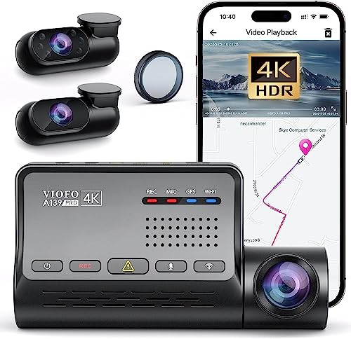 VIOFO A139 Pro 3CH 4K HDR Dashcam + 1080P + 1080P, STARVIS 2 Sensor, 3 Lens Dash Cam 5GHz WiFi, GPS Eingebaut mit CPL, APP Handyüberwachung, Sprachausgabe, IR Nachtsicht, 24 Std. Parkmodus Autokamera