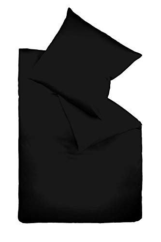 Fleuresse Colours Interlock-Jersey-Bettwäsche, schwarz, 135 x 200 cm
