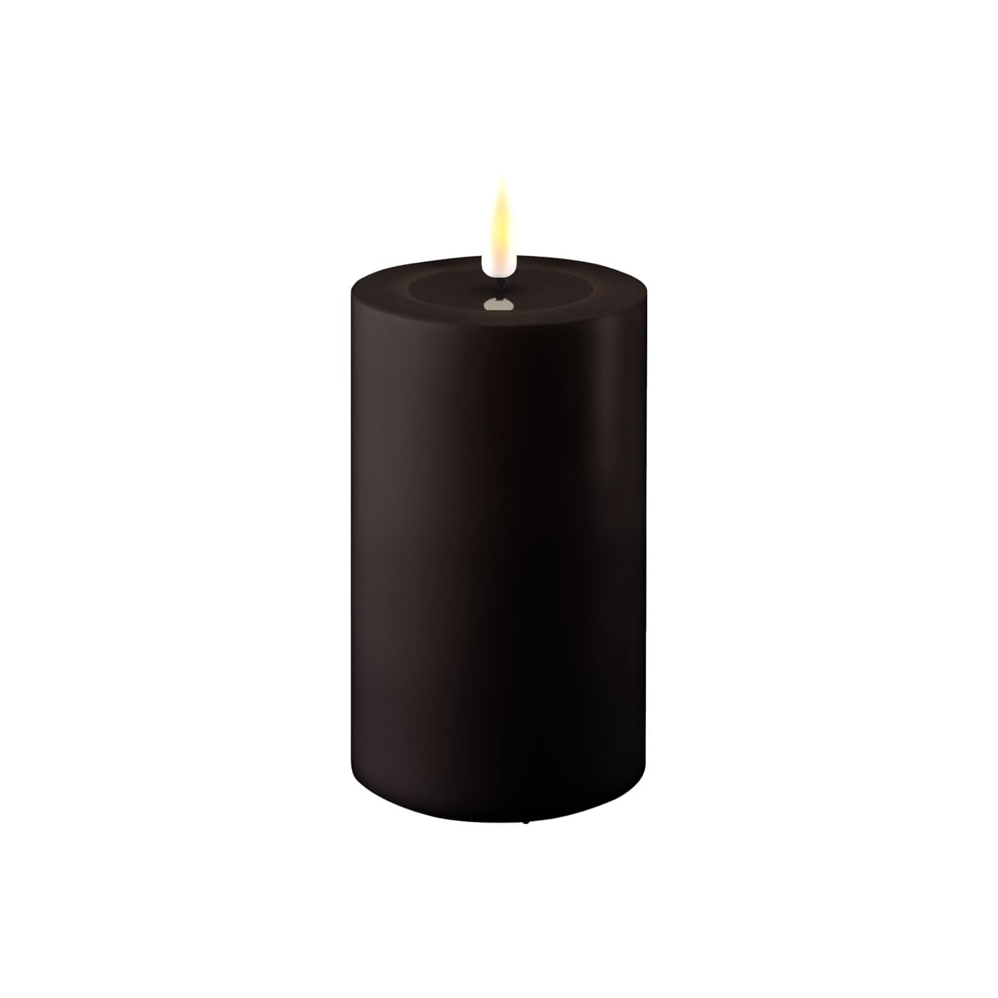 ReWu LED Kerze Deluxe Homeart, Outdoor LED Kerze (Kunststoff – Kein Echtwachs) mit realistischer Flamme, warmweißes Licht, Hitzebeständig für den Aussenbereich– (Schwarz)