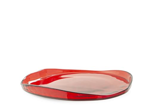 H&H Set mit 6 Teller aus Glas, metallisch, Rot, 28 cm