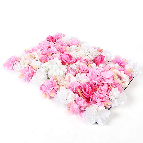 DiLiBee 20x Künstliche Rosenwand Blumenwand DIY Hochzeit Blumenwand Rosenwand Straße Hintergrund (Rosa)