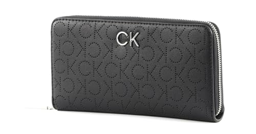 Calvin Klein Damen Geldbörse Portemonnaies Re-Lock Slim Zip Wallet Schwarz