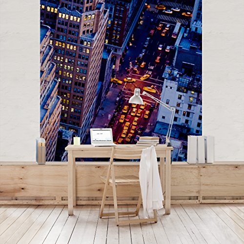Apalis Vliestapete Manhattans Taxilichter Fototapete Quadrat | Vlies Tapete Wandtapete Wandbild Foto 3D Fototapete für Schlafzimmer Wohnzimmer Küche | Größe: 192x192 cm, blau, 97830