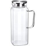 Westmark Wasser Karaffe, Fassungsvermögen: 1,8 l, Zwei Ausgießvarianten, Rostfreier Edelstahl/Glas/Silikon, Puro, Transparent/Silber, 62912260