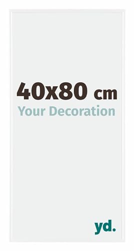 yd. Your Decoration - 40x80 cm - Bilderrahmen von Kunststoff mit Acrylglas - Ausgezeichneter Qualität - Weiss Hochglanz - UV-beständige Glasplatte - Antireflex - Fotorahmen - Evry.