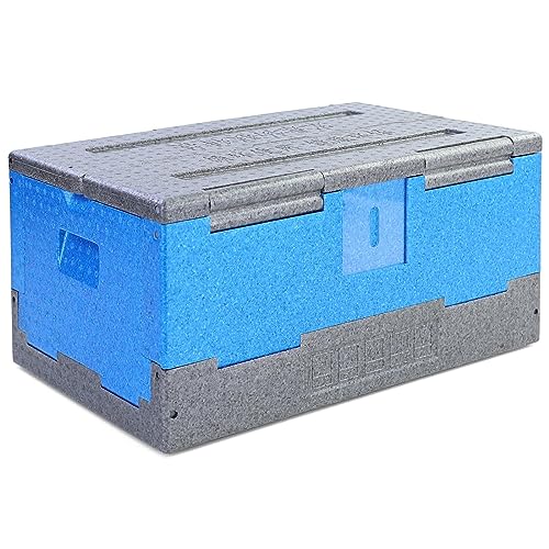 RAMROXX Warmhaltebox Kühl Thermo Isolierbox faltbar Blau Grau 40L 600x365x293mm