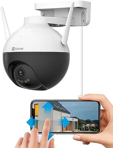 EZVIZ Überwachungskamera, 2K+ WLAN IP PT Kamera mit KI-Personenerkennung, 30 Meter Farbnachtsicht, für den Außenbereich，schewenk- / Neigung und SD Kartenslot verfügbar, C8W