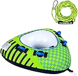 MESLE Tube Set Delta 56'' mit Leine, 1 Person, Towable Fun-Tube, aufblasbarer Schlepp-Reifen zum Ziehen, für Kinder & Erwachsene, Inflatable Wasser-Ski Schlepp-Ring, für Boot & Jet-Ski, Farbe:grün