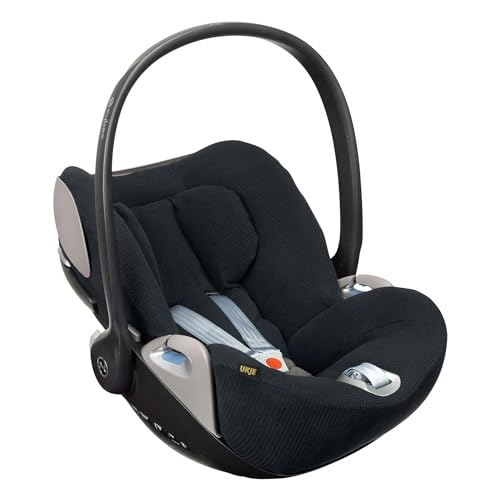 Ukje Bezug Kompatibel mit Cybex Cloud Z, Z2 & T i-size Autositz - Kindersitzbezug - Babyschale-Einlage – Neugeborenen-Stuhlbezug – Schutzhülle aus Baumwolle - Einfach zu installieren (Zwart Wafel)