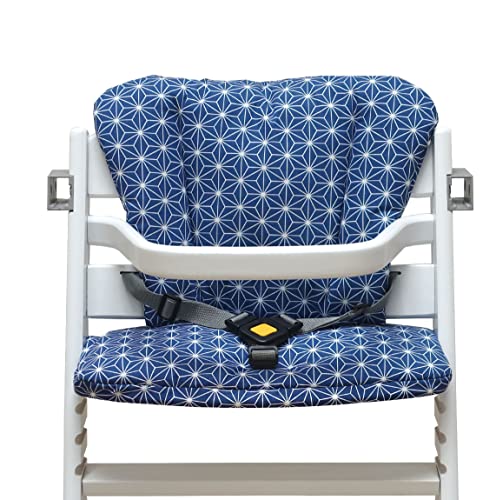 Blausberg Baby - Timba Sitz-Kissen Set personalisiert mit Name (Happy Star Blueberry Blau Abwaschbar) für Safety First Hochstuhl - Geschenk zu Geburt oder Geburtstag, Glückwunsch zur Geburt, für Jungen und Mädchen