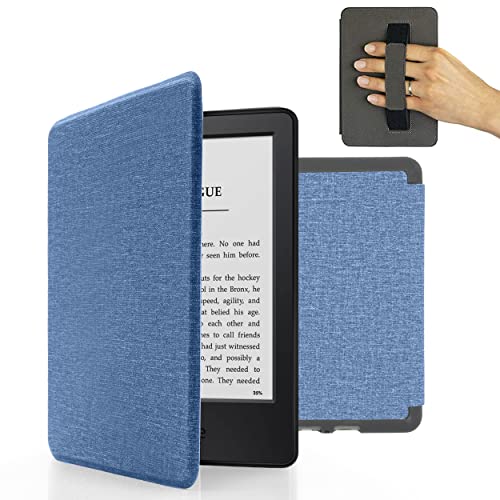 MyGadget Hülle für Amazon Kindle Paperwhite 7. Generation (bis 2017 - 6 Zoll) mit Handschlaufe & Auto Sleep / Wake Funktion - Flip Case in Hell Blau