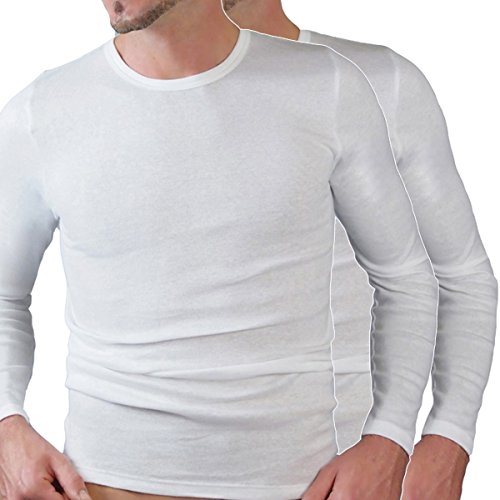 HERMKO 3640 2er Pack Herren Langarm Shirt (Weitere Farben) aus 100% Bio-Baumwolle, Größe:D 5 = EU M, Farbe:weiß