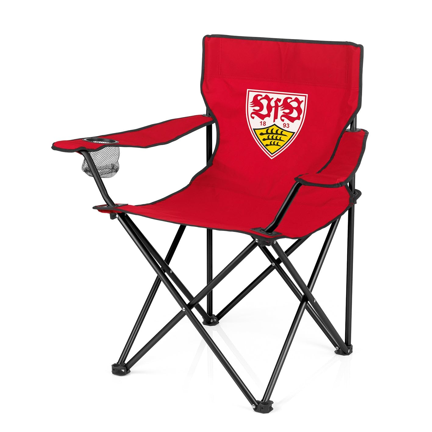 VfB Stuttgart Campingstuhl faltbar - 80x50 cm | Ideal für Festivals, Angelausflüge, Strand u.v.m. | Wasserabweisend & robust | Belastbar bis max. 100 kg [rot mit Logo]