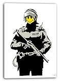 Leinwandbild Banksy Polizei - Police Smiley - Modern Street-Art - Moderner Kunstdruck Klein bis Groß XXL - Geschenk Wohnzimmer, Schlafzimmer