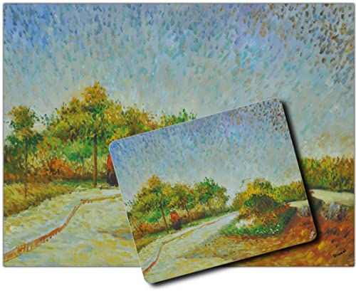 1art1 Vincent Van Gogh, Weg Im Park Voyer D'Argenson In Asnières, 1887 1 Kunstdruck Bild (80x60 cm) + 1 Mauspad (23x19 cm) Geschenkset