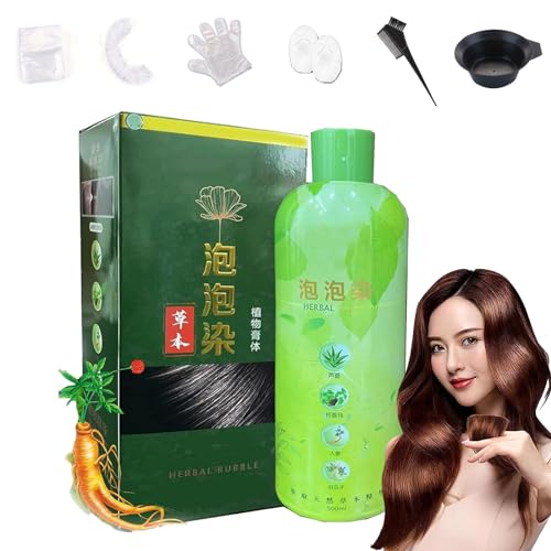 Brimless Shampoo, 2023 New Plant Bubble Hair Dye Shampoo, Pure Plant Extract for Grey Hair Color Bubble Dye, Natural Herbal Extract Fast Black Color Shampoo for Women Men (Chestnut Brown)