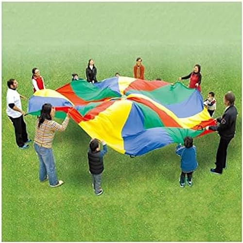 Spielen Sie Fallschirm-Kinderregenbogen, der mit Fallschirm spielt, Outdoor-Garten/Kindergarten-Multiplayer-kooperatives Spielzelt, 2–12 m, 5 m/16,4 Fuß