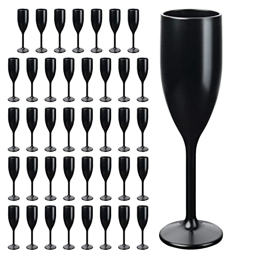 Schramm® Mehrweg Sektgläser in schwarz wählbar 6, 12, 24 oder 48 Stück 150 ml Champagner Glas Sektflöten Sektkelch Stielglas Champagner Gläser Fassungsvermögen, Größe:48 Stück