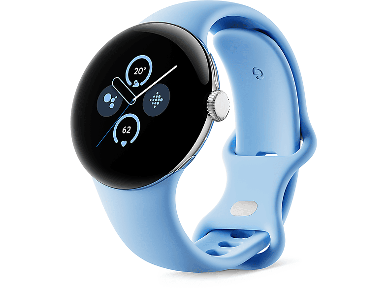 GOOGLE Pixel Watch 2 (WiFi) Smartwatch Aluminium Fluorelastomer, 130–175 mm, 165–210 Polished Silver/ Bay