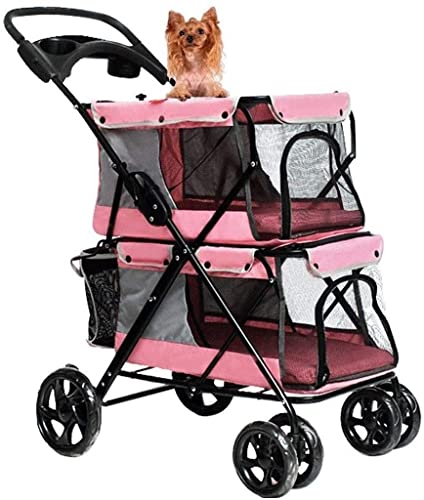 Double Dog Stroller Home Pet Stroller Seat Double ed Instant Cat Stroller 4 Wheel Folded Pet Stroller/Dog Strollers