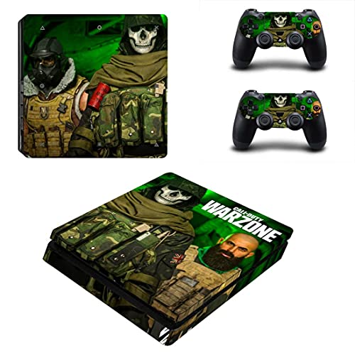 Playstation 4 Slim Call of Duty Warzone Konsole Skin Wrap Aufkleber Vinyl Aufkleber Frontplatte Konsole und 2 Controller Schutzhülle PS4 Slim