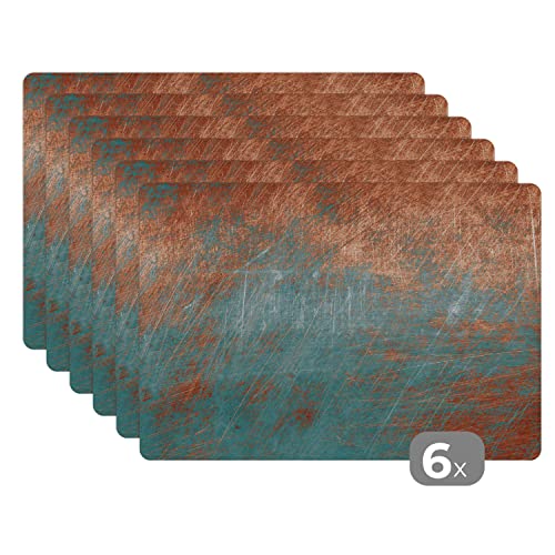 Placemats Platzdeckchen Platzset Tischset 6-teilig Tischdeko Untersetzer 45x30 cm Metall - Rost - Bronze - Blau - Abstrakt - Struktur