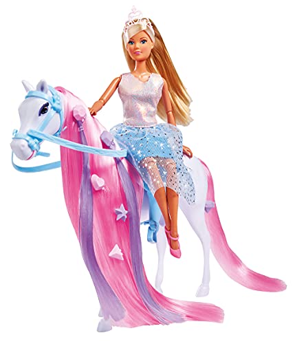 Simba 105733519 - Steffi Love Riding Princess, Puppe als Prinzessin mit Pferd, vollbeweglich, mit Bürste, Haarclip und Zwei Strähnen, 29cm, Für Kinder ab 3 Jahren geeignet